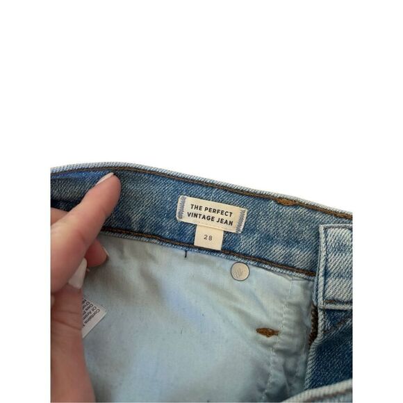 Madewell The Perfect Vintage Straight Jeans size 28 Light Blue Wash Denim Distre - Picture 4 of 9